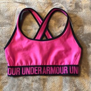 Pink/NavyBlue Under Armour compression sports bra